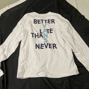 VANS Mens Long Sleeve T SHIRT White  Smile Now Smile Later Shirt Better Late Sk8